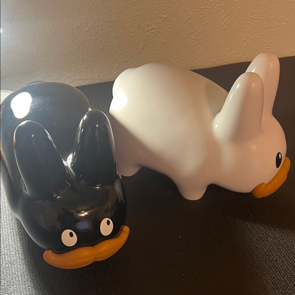 Black and White Ceramic Bunny Figurines